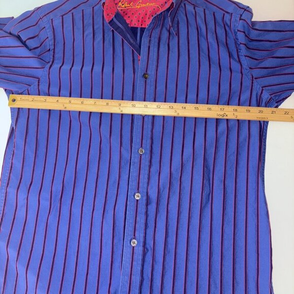 Men's Robert Graham Blue Red Purple Striped Button Down Long Sleeve size M - Picture 7 of 8